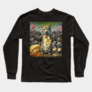 watercolor groundhog over rats Long Sleeve T-Shirt